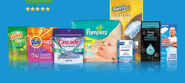 PG Trial Pack Gain flings, Tide PODS, Cascade PLATINUM, Pampers, Swiffer DUSTERS, Secret CLINICALS, Downy UNSTOPPABLES, Mr Clean Magic Eraser images