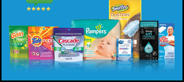 PG Trial Pack Gain flings, Tide PODS, Cascade PLATINUM, Pampers, Swiffer DUSTERS, Secret CLINICALS, Downy UNSTOPPABLES, Mr Clean Magic Eraser images